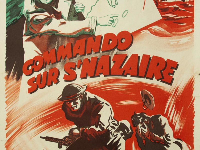 Affiche du film "Commando sur Saint-Nazaire" réalisé par Compton Bennett et sorti au cinéma en 1952, inspiré par l'opération Chariot.