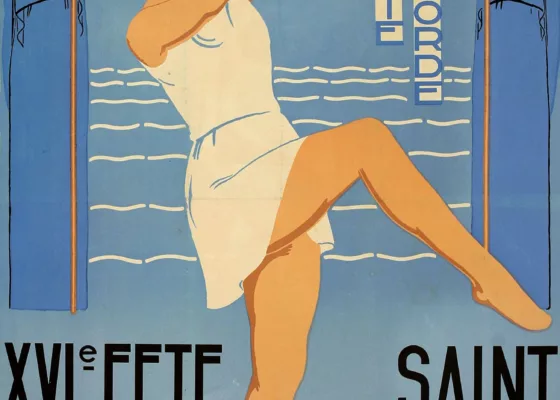 Affiche de la 16e fête fédérale de la Fédération féminine française de gymnastique de 1935 représentant une gymnaste.